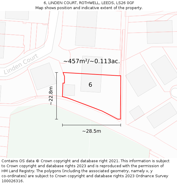 6, LINDEN COURT, ROTHWELL, LEEDS, LS26 0GF: Plot and title map