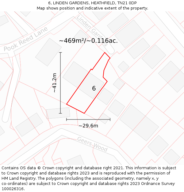 6, LINDEN GARDENS, HEATHFIELD, TN21 0DP: Plot and title map