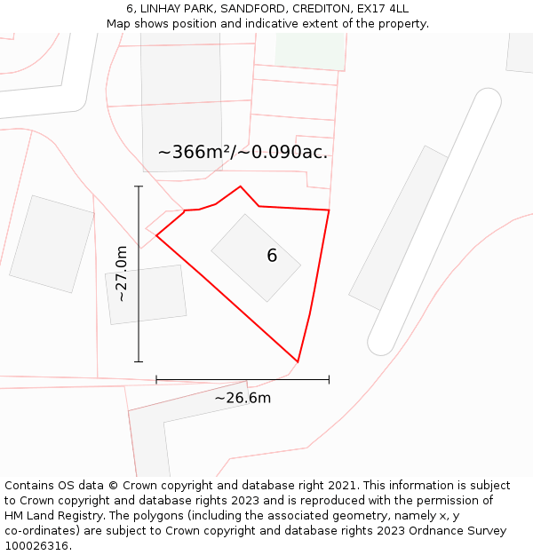 6, LINHAY PARK, SANDFORD, CREDITON, EX17 4LL: Plot and title map