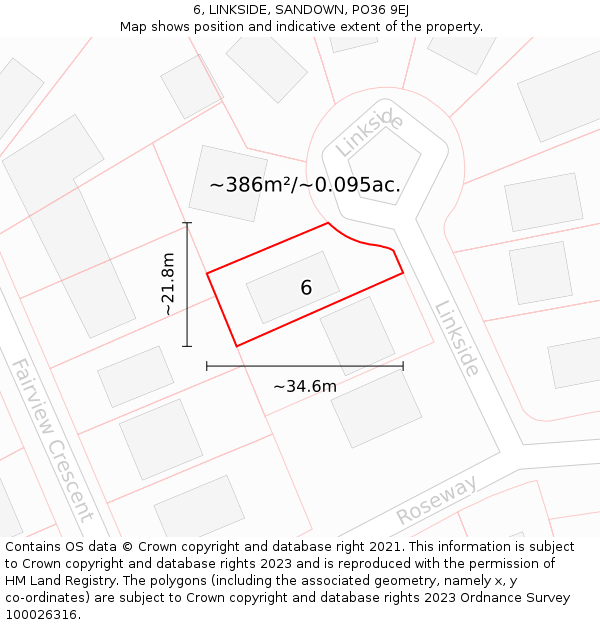 6, LINKSIDE, SANDOWN, PO36 9EJ: Plot and title map