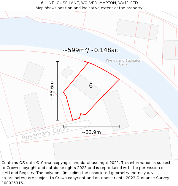 6, LINTHOUSE LANE, WOLVERHAMPTON, WV11 3ED: Plot and title map