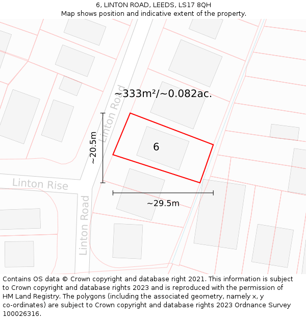 6, LINTON ROAD, LEEDS, LS17 8QH: Plot and title map