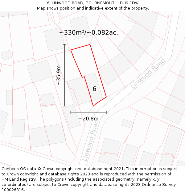 6, LINWOOD ROAD, BOURNEMOUTH, BH9 1DW: Plot and title map