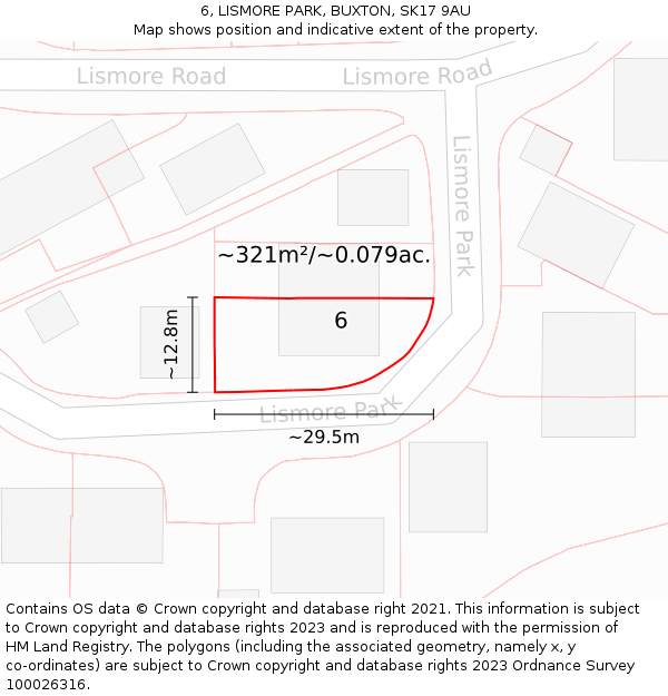 6, LISMORE PARK, BUXTON, SK17 9AU: Plot and title map