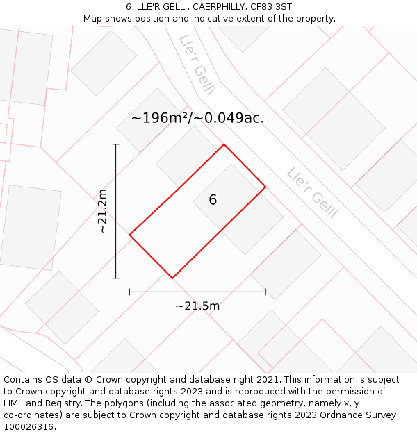 6, LLE'R GELLI, CAERPHILLY, CF83 3ST: Plot and title map