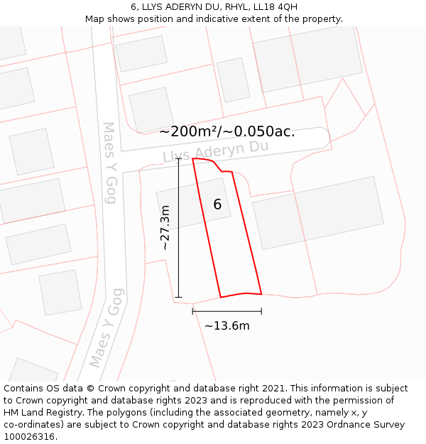 6, LLYS ADERYN DU, RHYL, LL18 4QH: Plot and title map