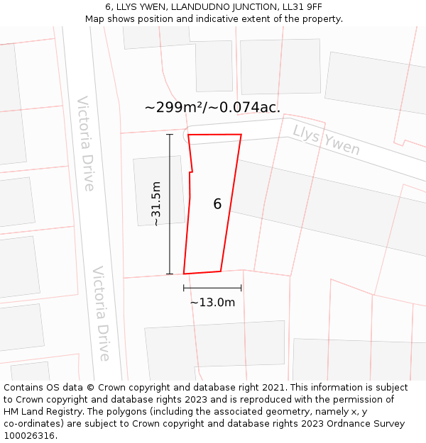 6, LLYS YWEN, LLANDUDNO JUNCTION, LL31 9FF: Plot and title map
