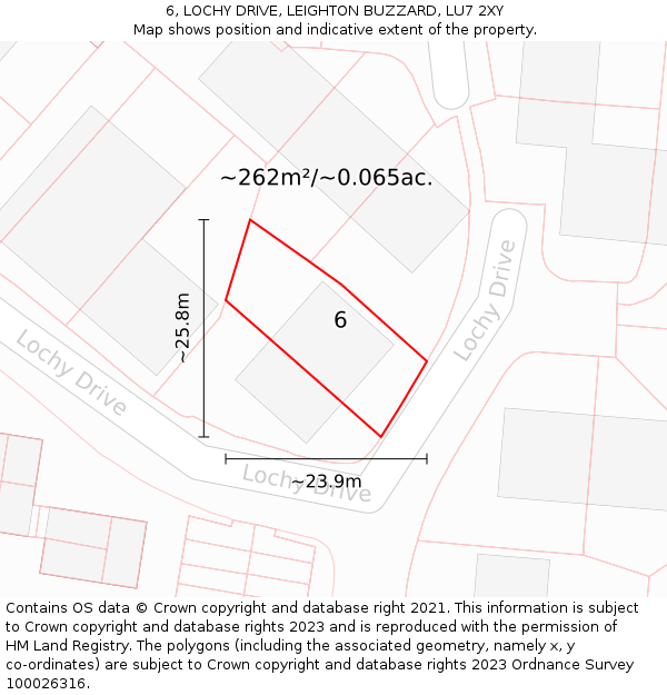 6, LOCHY DRIVE, LEIGHTON BUZZARD, LU7 2XY: Plot and title map