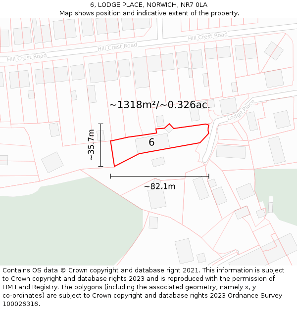 6, LODGE PLACE, NORWICH, NR7 0LA: Plot and title map