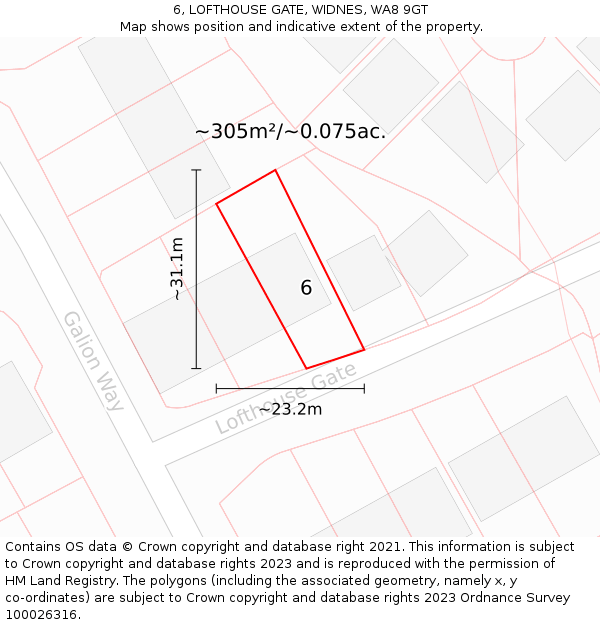 6, LOFTHOUSE GATE, WIDNES, WA8 9GT: Plot and title map