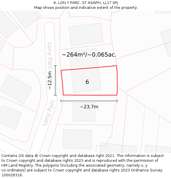 6, LON Y PARC, ST ASAPH, LL17 0PJ: Plot and title map