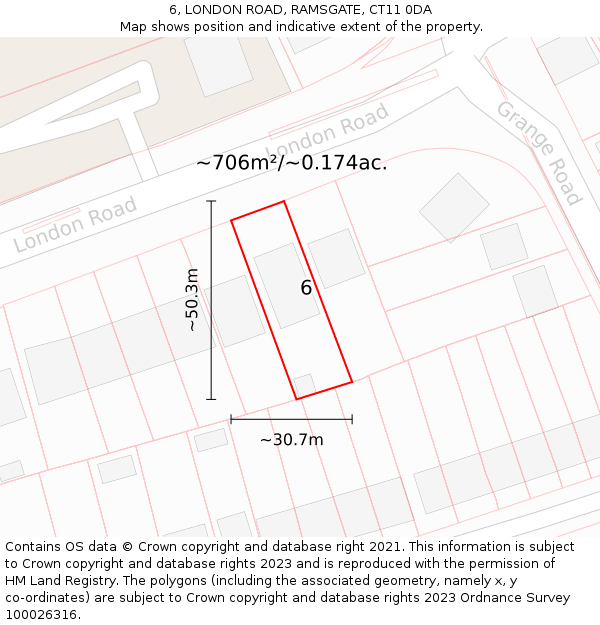 6, LONDON ROAD, RAMSGATE, CT11 0DA: Plot and title map