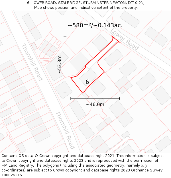 6, LOWER ROAD, STALBRIDGE, STURMINSTER NEWTON, DT10 2NJ: Plot and title map