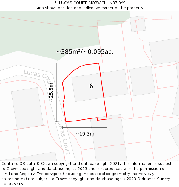 6, LUCAS COURT, NORWICH, NR7 0YS: Plot and title map