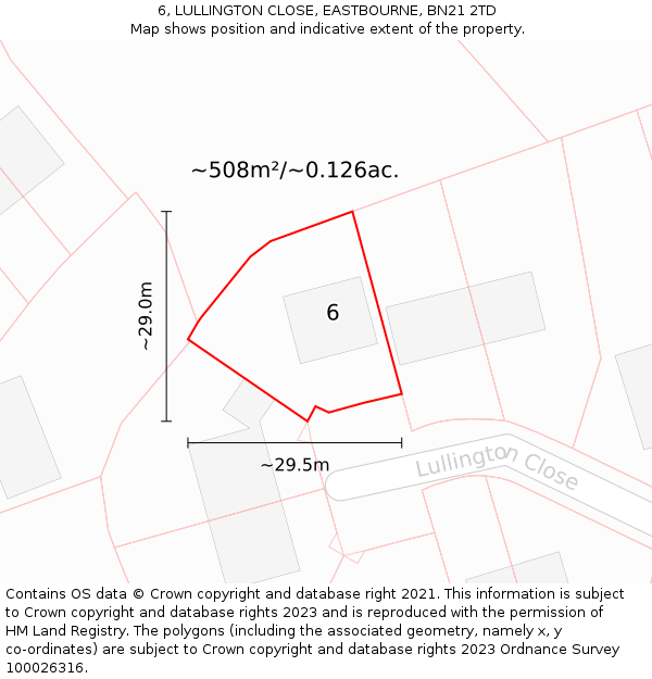 6, LULLINGTON CLOSE, EASTBOURNE, BN21 2TD: Plot and title map