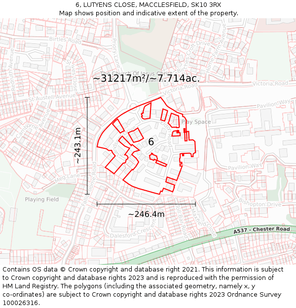 6, LUTYENS CLOSE, MACCLESFIELD, SK10 3RX: Plot and title map