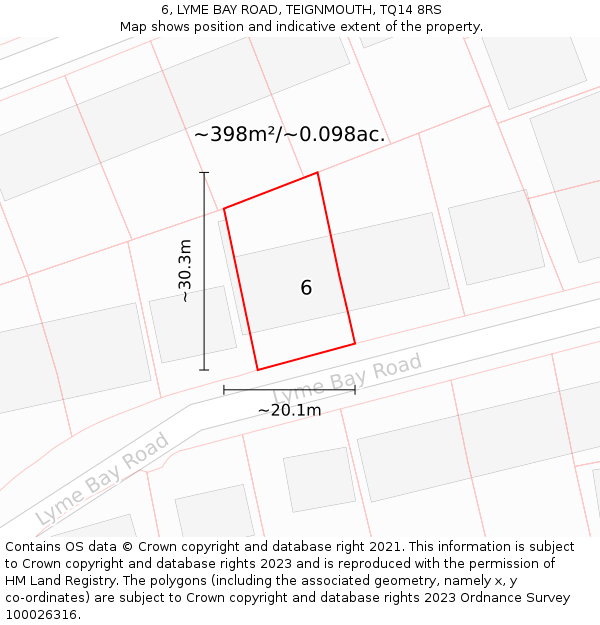 6, LYME BAY ROAD, TEIGNMOUTH, TQ14 8RS: Plot and title map