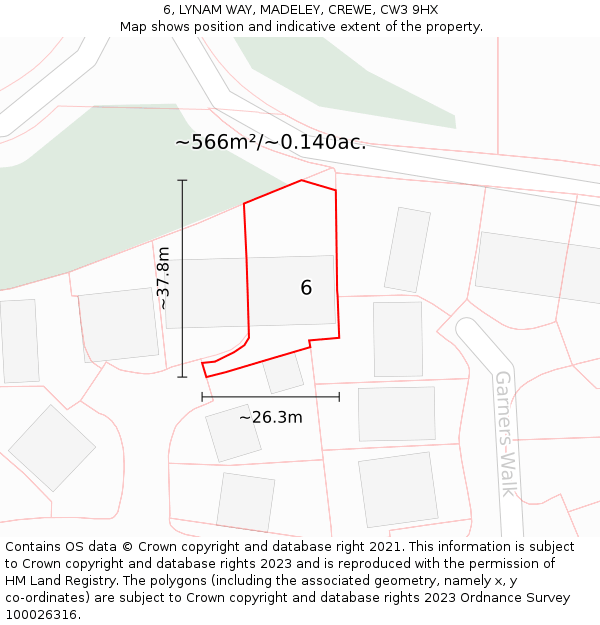 6, LYNAM WAY, MADELEY, CREWE, CW3 9HX: Plot and title map