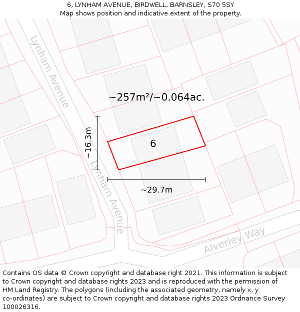 6, LYNHAM AVENUE, BIRDWELL, BARNSLEY, S70 5SY: Plot and title map