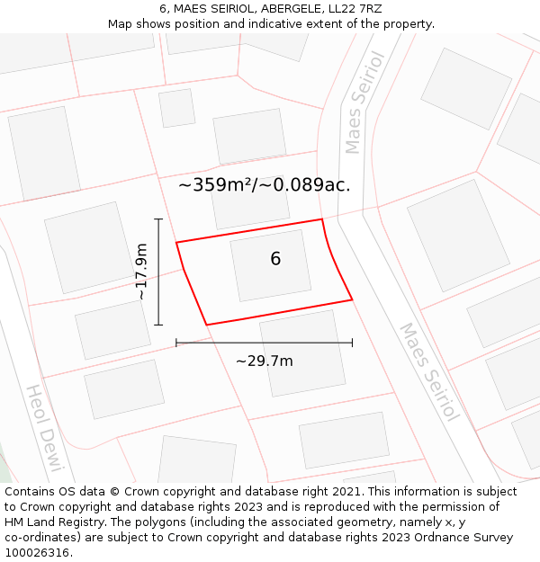 6, MAES SEIRIOL, ABERGELE, LL22 7RZ: Plot and title map