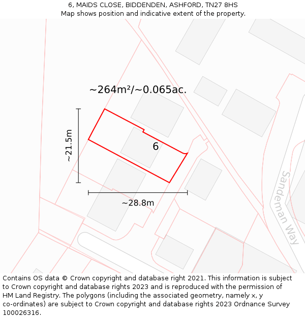 6, MAIDS CLOSE, BIDDENDEN, ASHFORD, TN27 8HS: Plot and title map