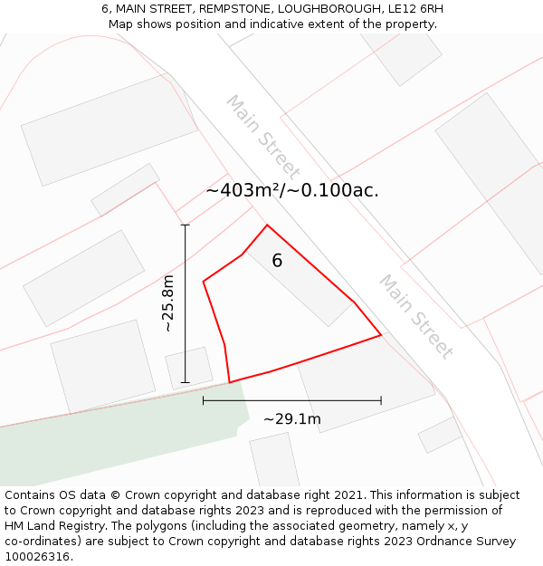 6, MAIN STREET, REMPSTONE, LOUGHBOROUGH, LE12 6RH: Plot and title map