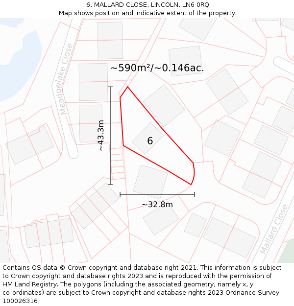 6, MALLARD CLOSE, LINCOLN, LN6 0RQ: Plot and title map