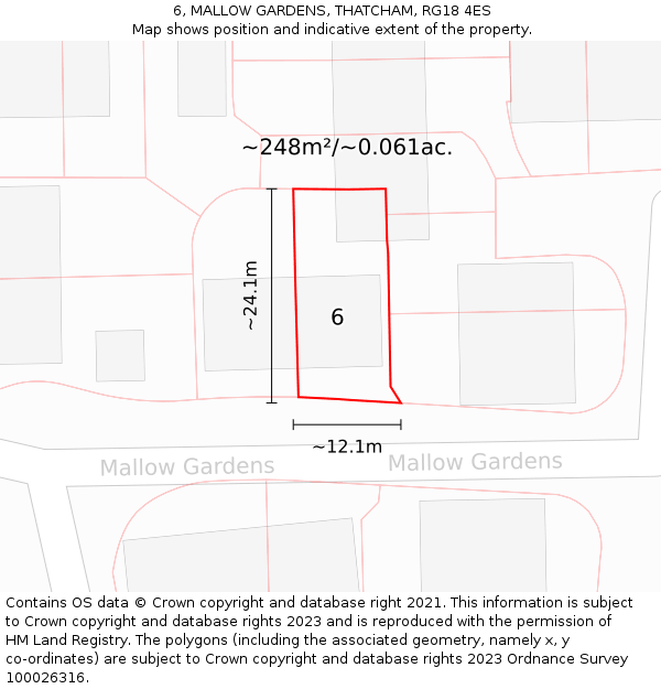 6, MALLOW GARDENS, THATCHAM, RG18 4ES: Plot and title map