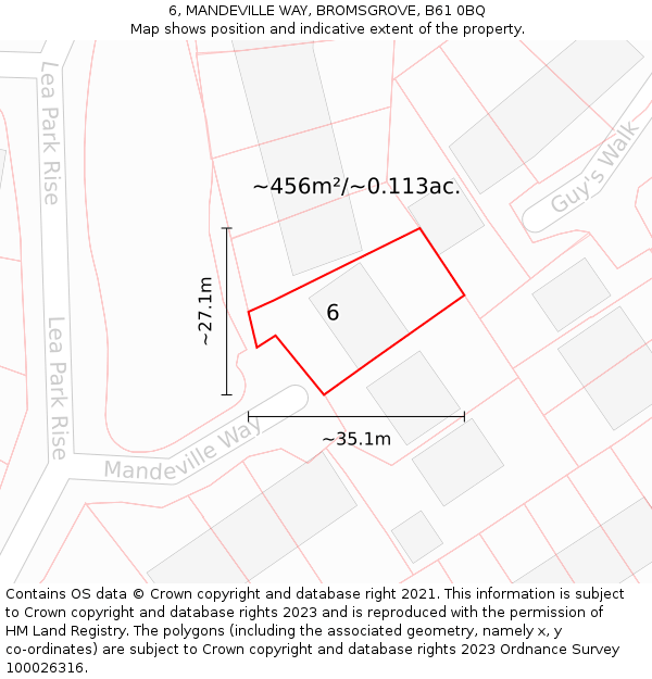 6, MANDEVILLE WAY, BROMSGROVE, B61 0BQ: Plot and title map