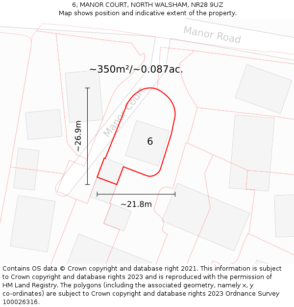 6, MANOR COURT, NORTH WALSHAM, NR28 9UZ: Plot and title map