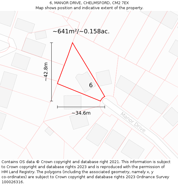 6, MANOR DRIVE, CHELMSFORD, CM2 7EX: Plot and title map