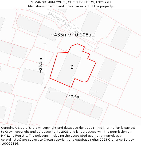 6, MANOR FARM COURT, GUISELEY, LEEDS, LS20 9PH: Plot and title map