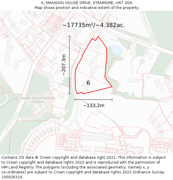 6, MANSION HOUSE DRIVE, STANMORE, HA7 3GA: Plot and title map