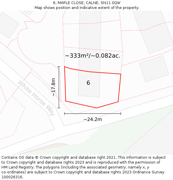 6, MAPLE CLOSE, CALNE, SN11 0QW: Plot and title map