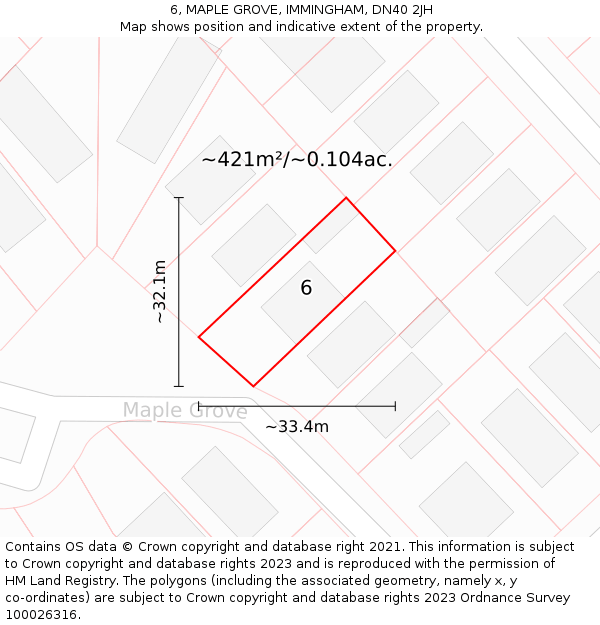 6, MAPLE GROVE, IMMINGHAM, DN40 2JH: Plot and title map