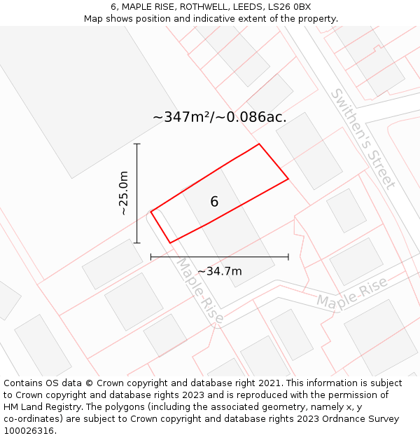 6, MAPLE RISE, ROTHWELL, LEEDS, LS26 0BX: Plot and title map