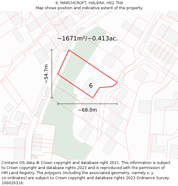 6, MARCHCROFT, HALIFAX, HX2 7NX: Plot and title map