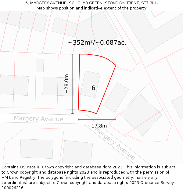 6, MARGERY AVENUE, SCHOLAR GREEN, STOKE-ON-TRENT, ST7 3HU: Plot and title map