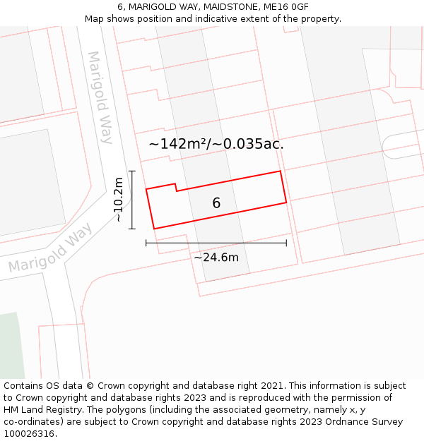 6, MARIGOLD WAY, MAIDSTONE, ME16 0GF: Plot and title map