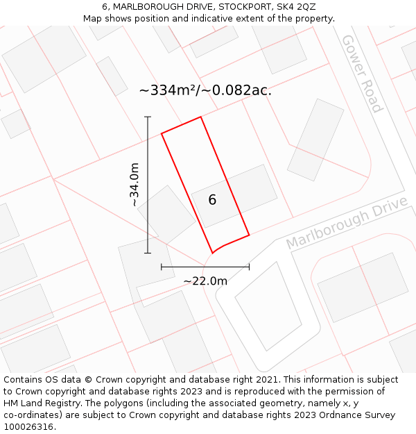 6, MARLBOROUGH DRIVE, STOCKPORT, SK4 2QZ: Plot and title map