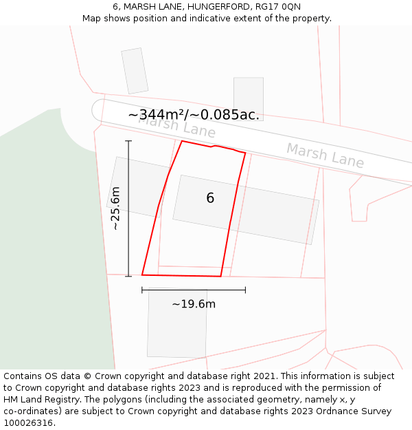 6, MARSH LANE, HUNGERFORD, RG17 0QN: Plot and title map