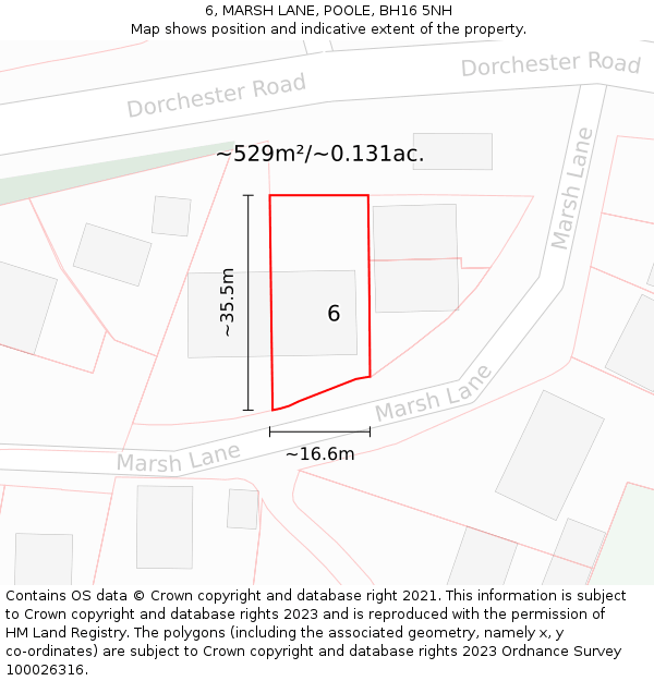 6, MARSH LANE, POOLE, BH16 5NH: Plot and title map