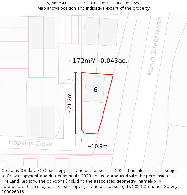 6, MARSH STREET NORTH, DARTFORD, DA1 5WF: Plot and title map