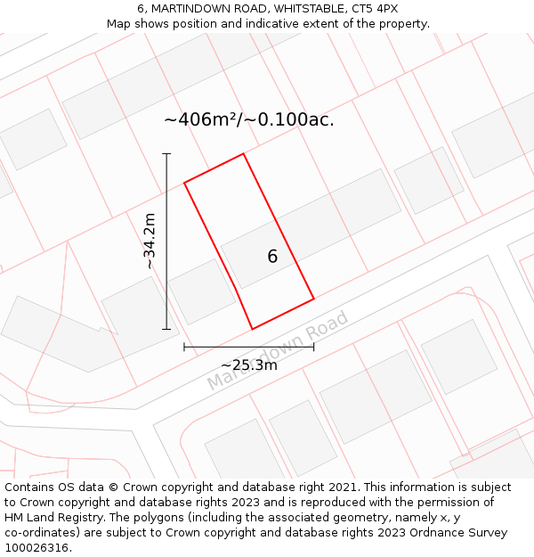 6, MARTINDOWN ROAD, WHITSTABLE, CT5 4PX: Plot and title map