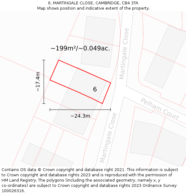 6, MARTINGALE CLOSE, CAMBRIDGE, CB4 3TA: Plot and title map