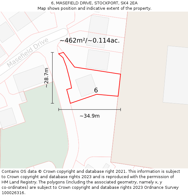 6, MASEFIELD DRIVE, STOCKPORT, SK4 2EA: Plot and title map