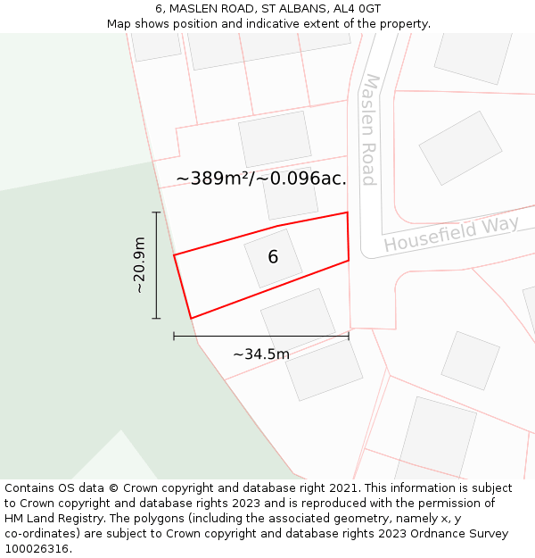 6, MASLEN ROAD, ST ALBANS, AL4 0GT: Plot and title map