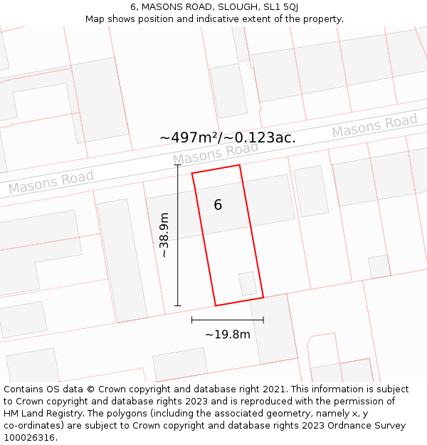 6, MASONS ROAD, SLOUGH, SL1 5QJ: Plot and title map