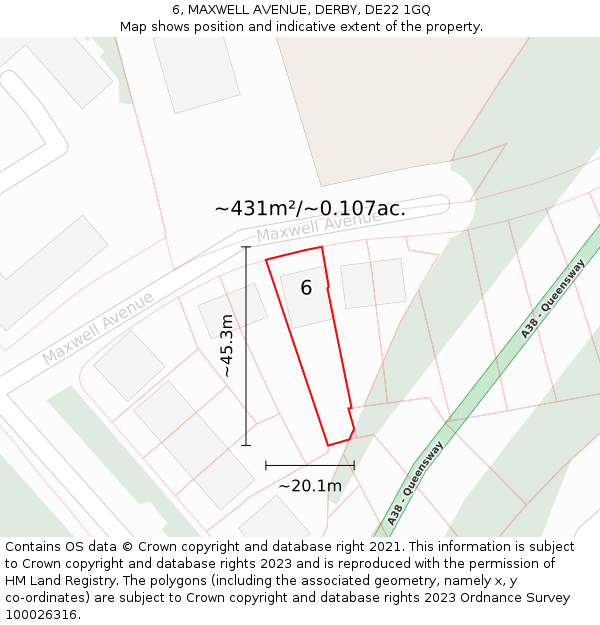 6, MAXWELL AVENUE, DERBY, DE22 1GQ: Plot and title map