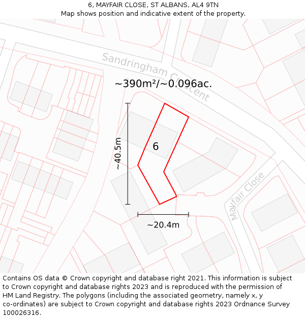 6, MAYFAIR CLOSE, ST ALBANS, AL4 9TN: Plot and title map